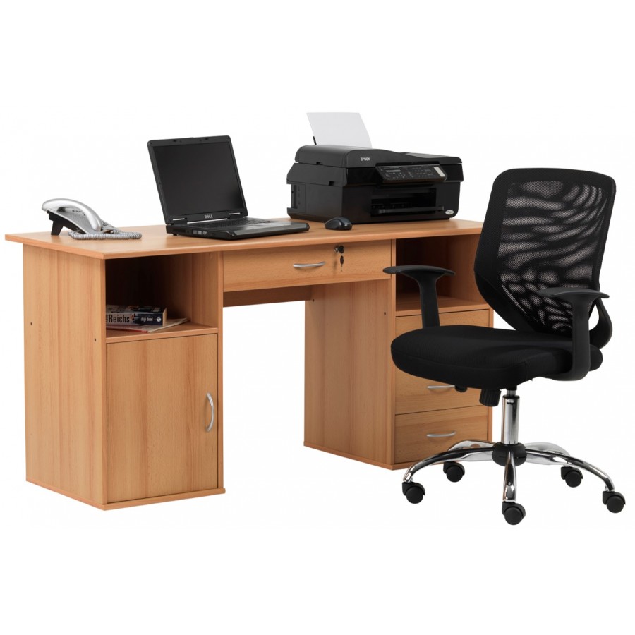 Dallas Beech Workstation with Storage